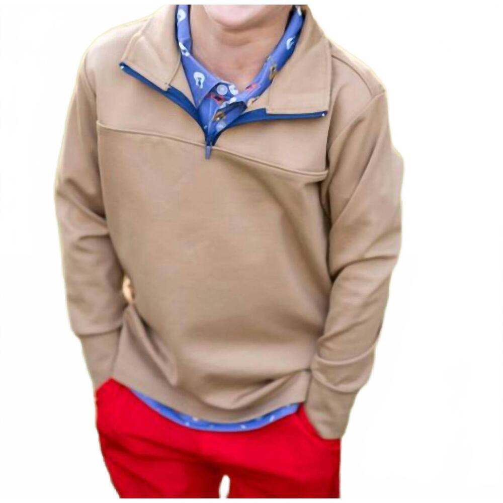 NEW BLUE QUAIL CLOTHING CO. quarter zip performance pullover top in khaki